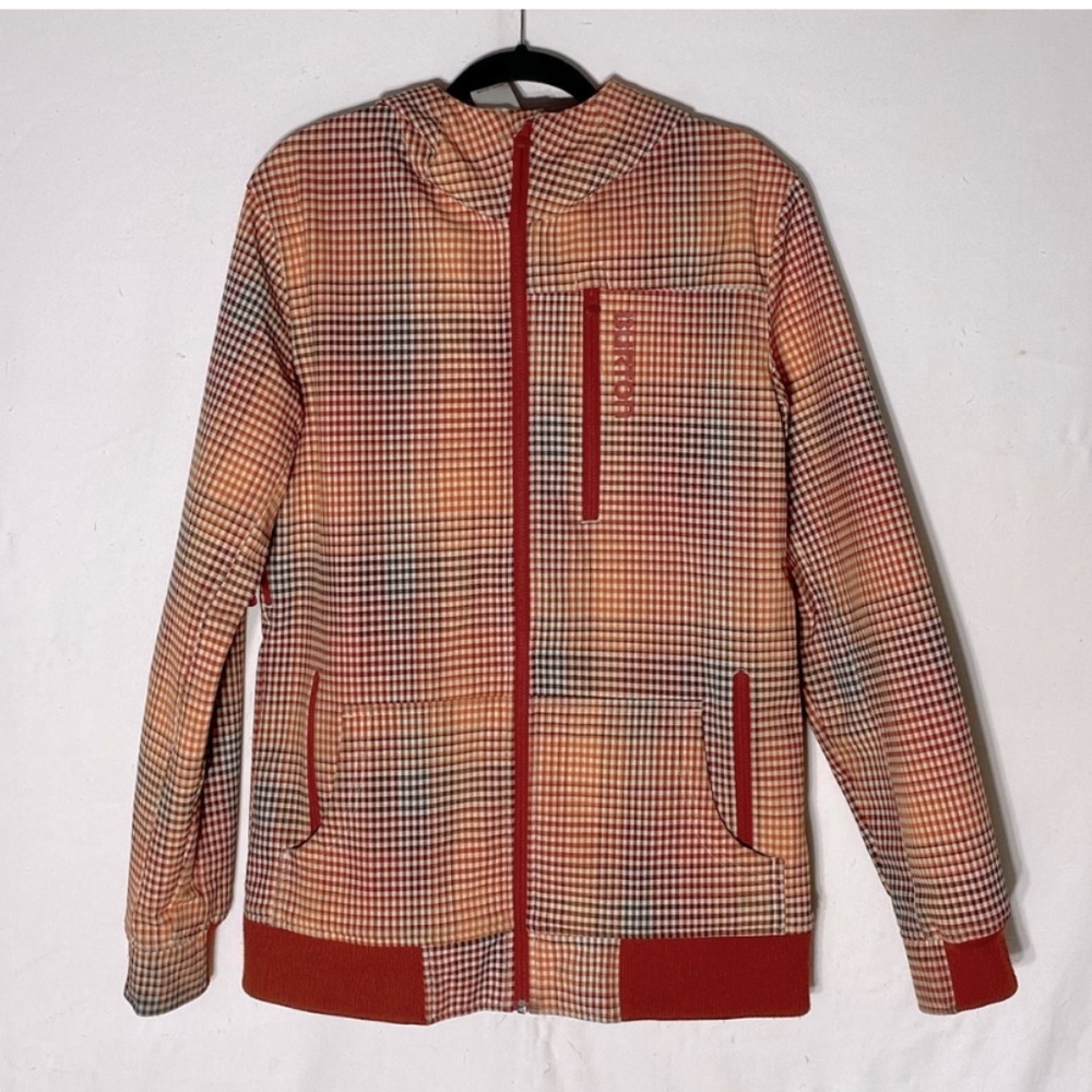 Burton Red and Tan Checkered Ski Jacket
